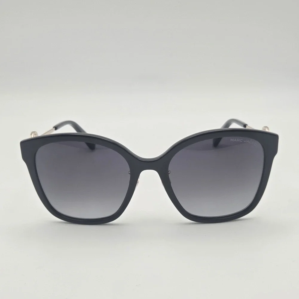 Women's Marc Jacobs MARC 690/G/S Black Frame Cat-Eye Sunglasses W/ Gold Accents